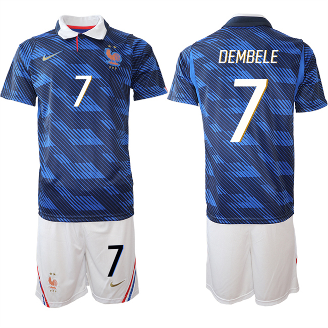 Men's France #7 Ousmane Dembele Navy 2026 World Cup Home Soccer Jersey Suit