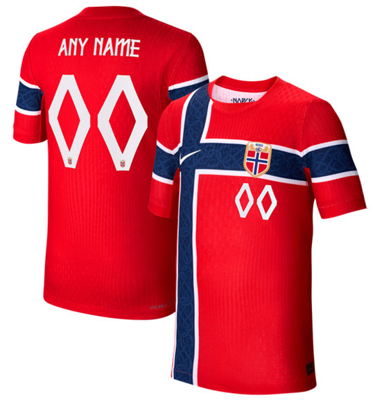 Men's Norway Custom 2026 World Cup Red Home Soccer Jersey