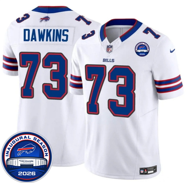 Men's Buffalo Bills #73 Dion Dawkins White F.U.S.E. 2026 Inaugural Season at Highmark Stadium Stitched Football Jersey