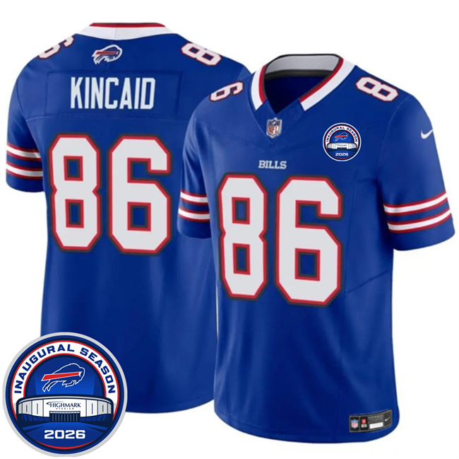 Men's Buffalo Bills #86 Dalton Kincaid Blue F.U.S.E. 2026 Inaugural Season at Highmark Stadium Patch Stitched Football Jersey