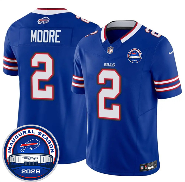 Men's Buffalo Bills #2 D.J. Moore Blue F.U.S.E. 2026 Inaugural Season at Highmark Stadium Stitched Football Jersey