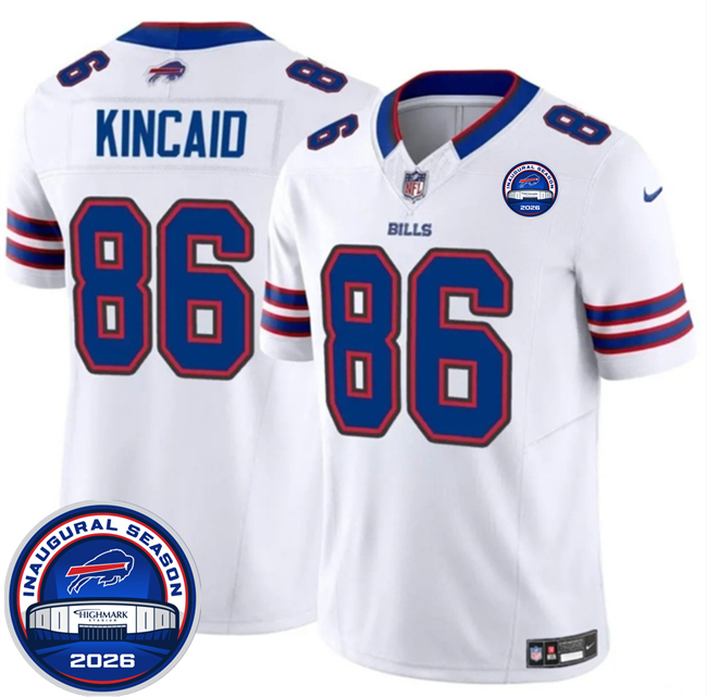 Men's Buffalo Bills #86 Dalton Kincaid White F.U.S.E. 2026 Inaugural Season at Highmark Stadium Patch Stitched Football Jersey