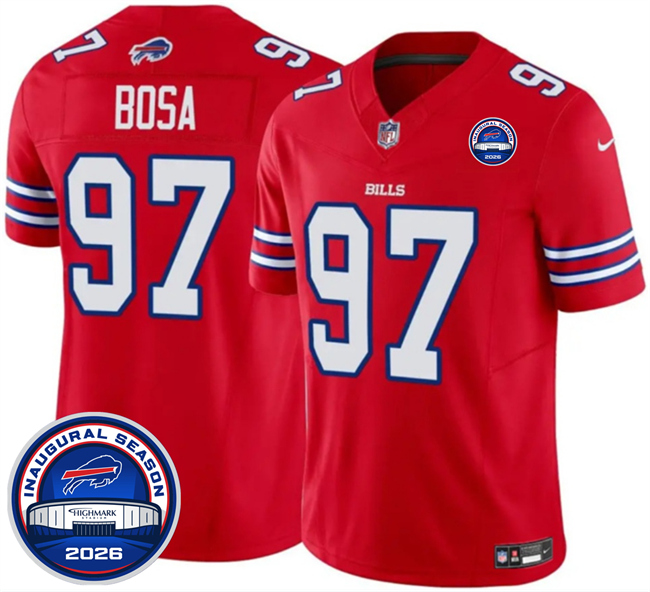 Men's Buffalo Bills #97 Joey Bosa Red F.U.S.E. 2026 Inaugural Season at Highmark Stadium Stitched Football Jersey