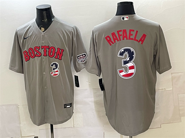 Men's Boston Red Sox #3 Ceddanne Rafaela Grey 2026 USA 250 Fourth of July Home Stitched Baseball Jersey