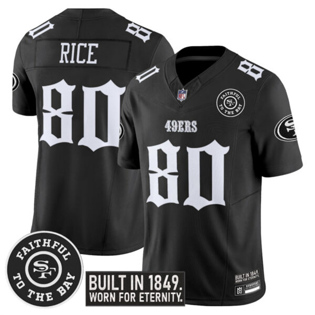 Men's San Francisco 49ers #80 Jerry Rice Black F.U.S.E. 'Fog City Gothic Edition' Vapor Limited Stitched Football Jersey