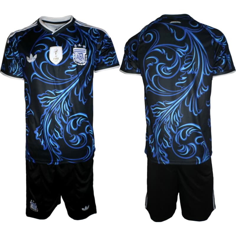 Men's Argentina Blank Black Blue 2026 Away Soccer Jersey Suit