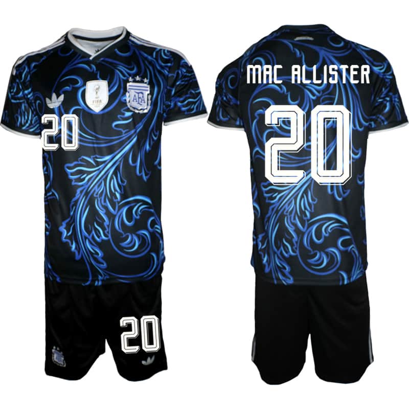 Men's Argentina #20 Alexis Mac Allister Black Blue 2026 Away Soccer Jersey Suit