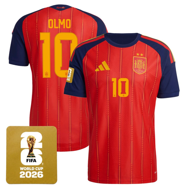 Men's Spain Team #10 Dani Olmo Red 2026 World Cup Home Soccer Jersey