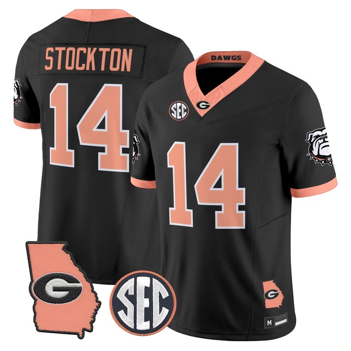 Men's Georgia Bulldogs #14 Gunner Stockton Black The Big Peach Vapor Limited Jersey - All Stitched