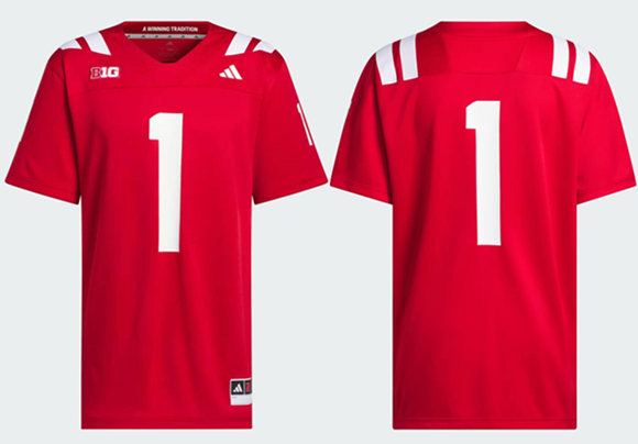 Men's Premier Nebraska #1 Red Home Stitched Jersey