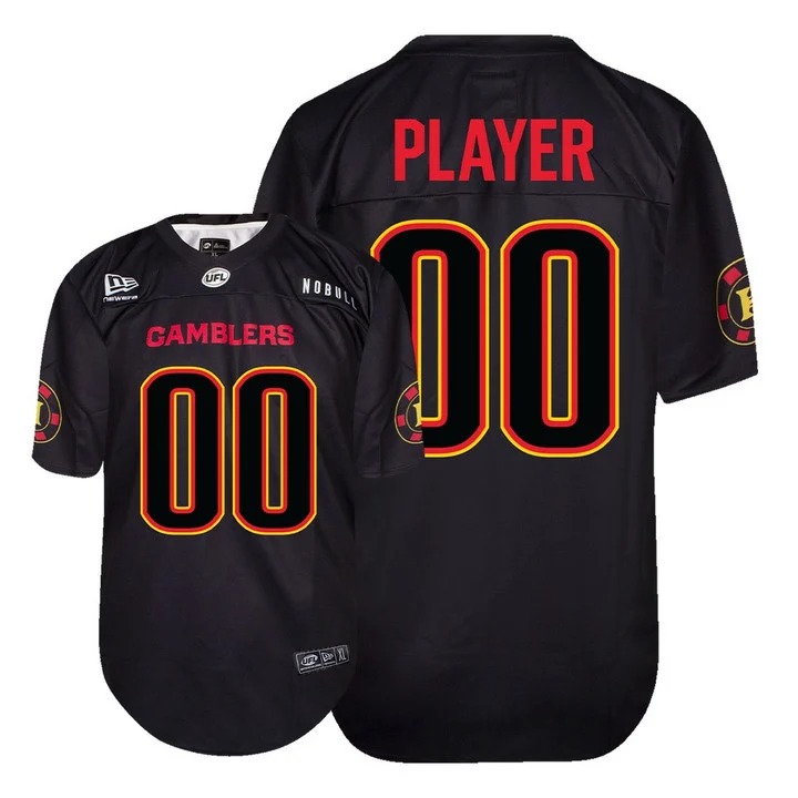 Houston Gamblers Black Custom Jersey - All Stitched