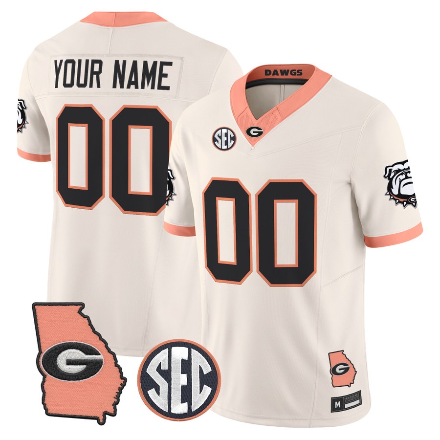 Georgia Bulldogs The Big Peach Vapor Limited Custom Jersey Cream- All Stitched