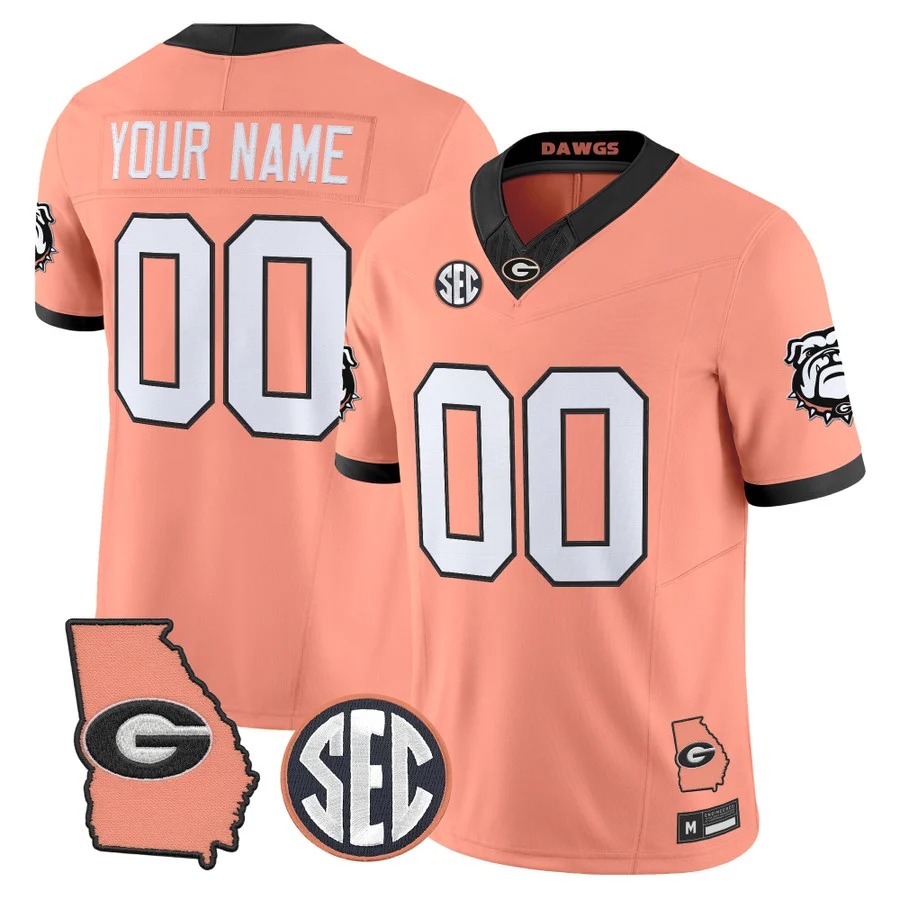 Georgia Bulldogs The Big Peach Vapor Limited Custom Jersey Peach- All Stitched