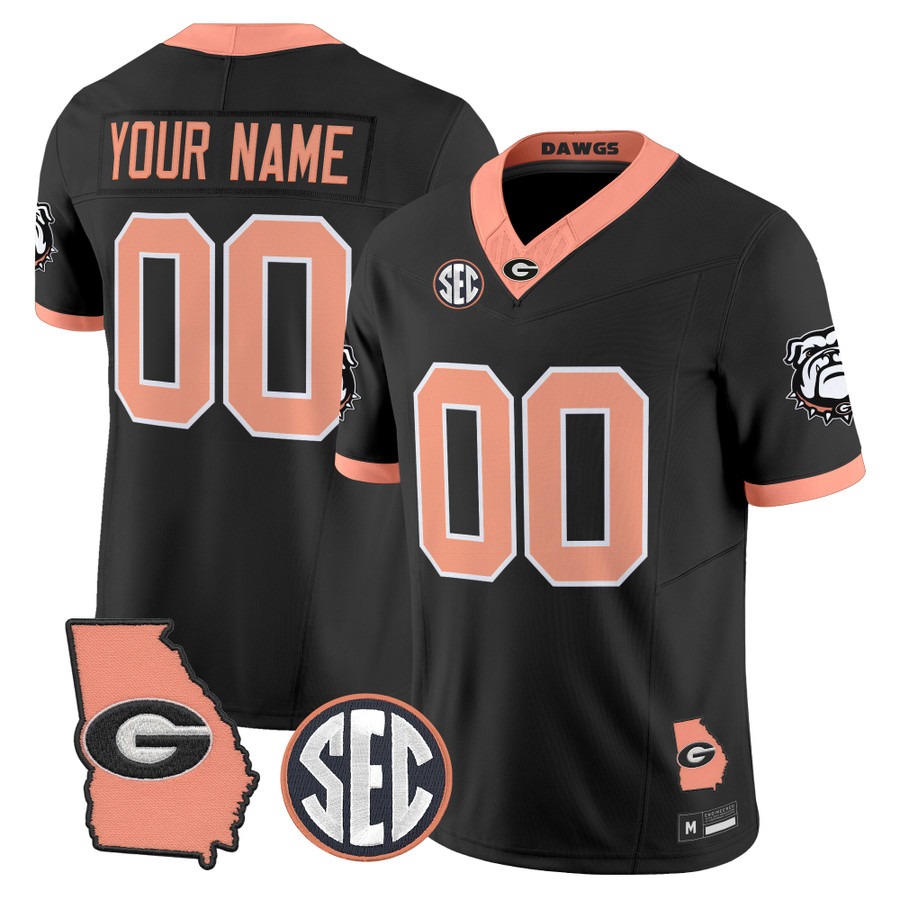 Georgia Bulldogs The Big Peach Vapor Limited Custom Jersey Black - All Stitched