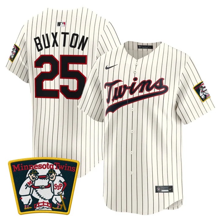 Men's Minnesota Twins #25 Byron Buxton Cream 2026 Field of Dreams Stadium Stitched Baseball Jersey