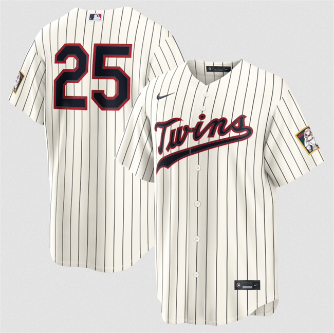 Men's Minnesota Twins #25 Byron Buxton Cream 2026 Field of Dreams Stadium NO NAME Stitched Baseball Jersey