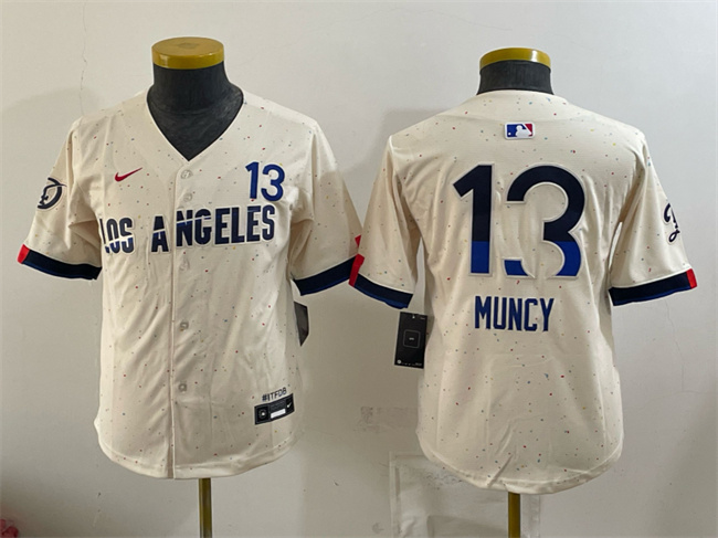 Youth Los Angeles Dodgers #13 Max Muncy Cream 2024 City Connect Limited Stitched Baseball Jersey