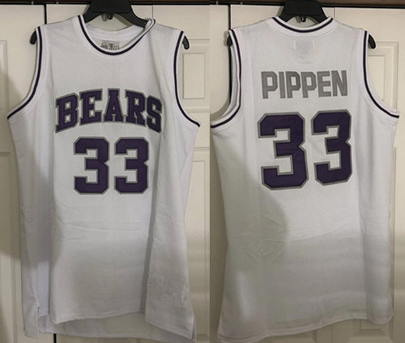 Men's Arkansas Bears #33 Scottie Pippen White Purple Stitched Basketball Jersey