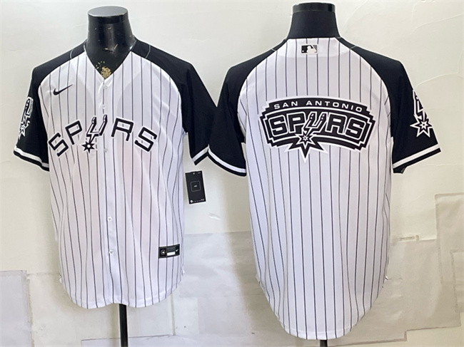 Men's San Antonio Spurs Team Big Logo White Stitched Baseball Jerseys