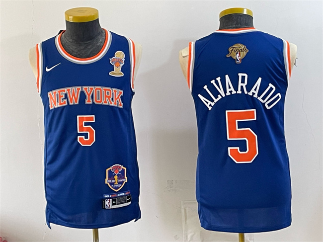 Men's New Yok Knicks #5 Jose Alvarado Blue 2026 Finals Champions Patch Statement Edition Stitched Jersey