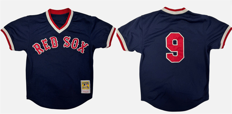 Men's Boston Red Sox #9 Ted Williams Navy Stitched Baseball Jersey