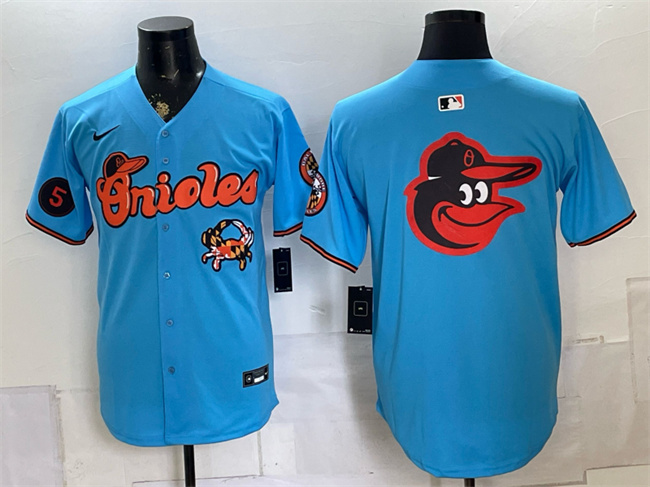 Men's Baltimore Orioles Team Big Logo Blue With Patch Vapor Premier Limited Stitched Baseball Jersey (1)