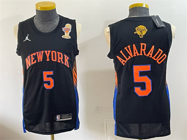 Men's New Yok Knicks #5 Jose Alvarado Black 2026 Finals Champions Patch Statement Edition Stitched Jersey