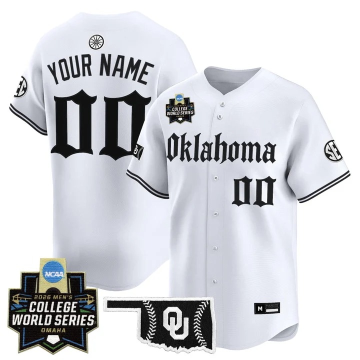 Oklahoma Sooners White 2026 World Series Vapor Premier Limited Custom Jersey - Gothic Edition - All Stitched