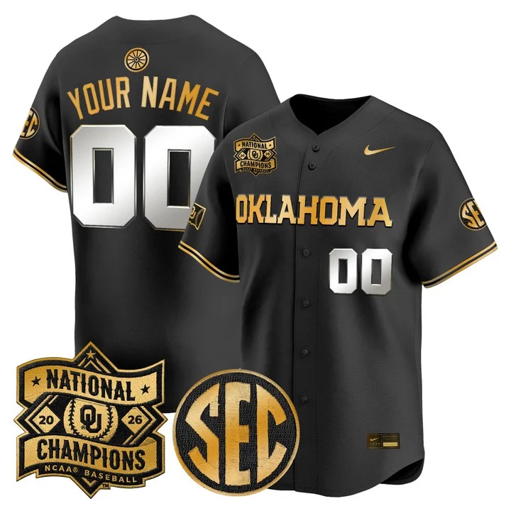 Oklahoma Sooners Custom Black Gold SEC & 2026 National Champions Patch Vapor Premier Limited Stitched Jersey