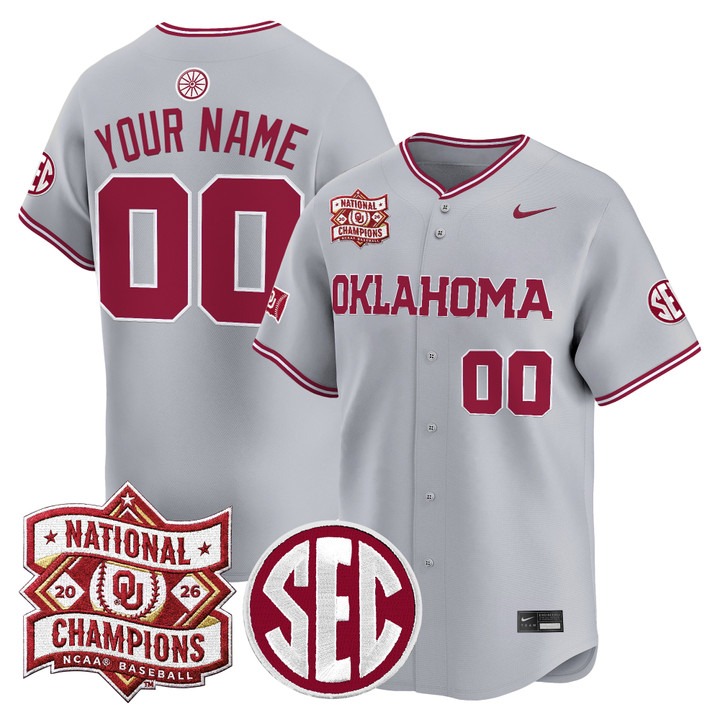 Oklahoma Sooners Custom Grey SEC & 2026 National Champions Patch Vapor Premier Limited Stitched Jersey