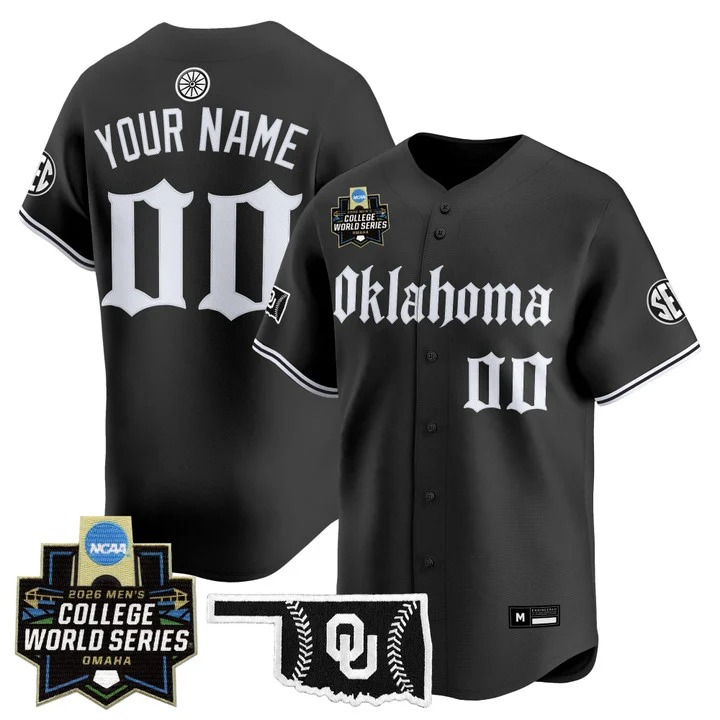 Oklahoma Sooners Black 2026 World Series Vapor Premier Limited Custom Jersey - Gothic Edition - All Stitched