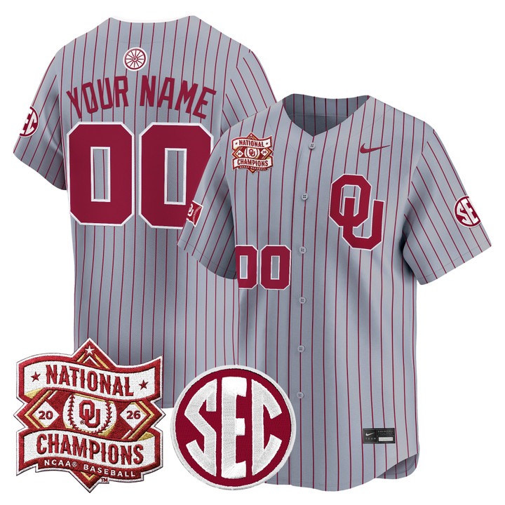 Oklahoma Sooners Custom Steel Gray SEC & 2026 National Champions Patch Vapor Premier Limited Stitched Jersey