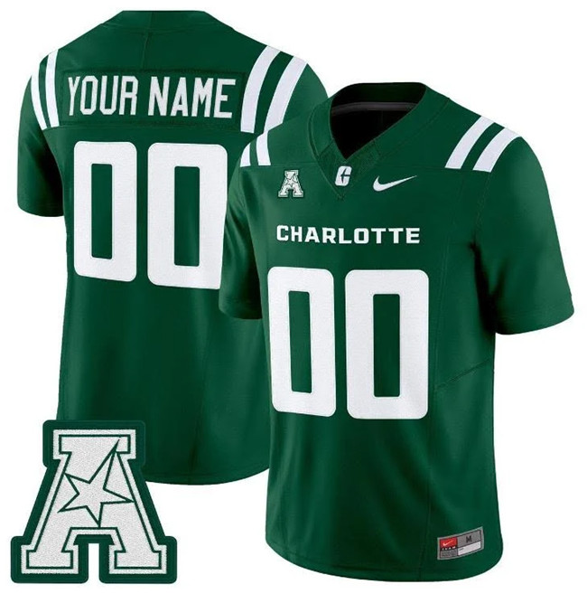 Men's Charlotte 49ers Custom Green 2025 F.U.S.E. Vapor Limited Stitched Football Jersey