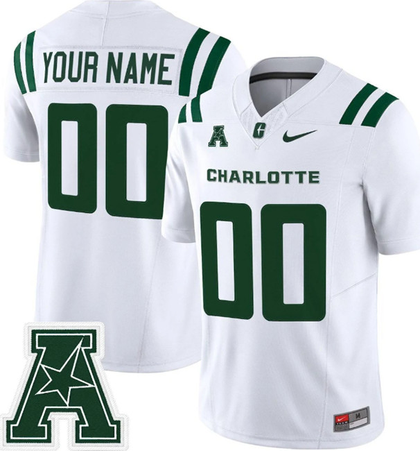 Men's Charlotte 49ers Custom White 2025 F.U.S.E. Vapor Limited Stitched Football Jersey