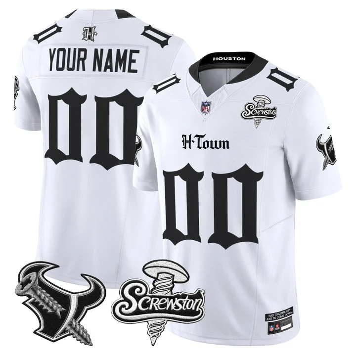 Houston Texans DJ Screw Vapor Limited Custom White Jersey - Gothic Edition - All Stitched