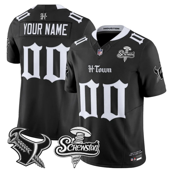 Houston Texans DJ Screw Vapor Limited Custom Black Jersey - Gothic Edition - All Stitched