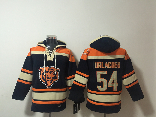 Men's Chicago Bears #54 Brian Urlacher Navy Ageless Must-Have Lace-Up Pullover Hoodie