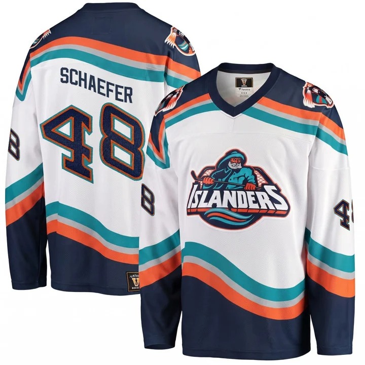 Men's New York Islanders #48 Matthew Schaefer Throwback White Stitched Jersey