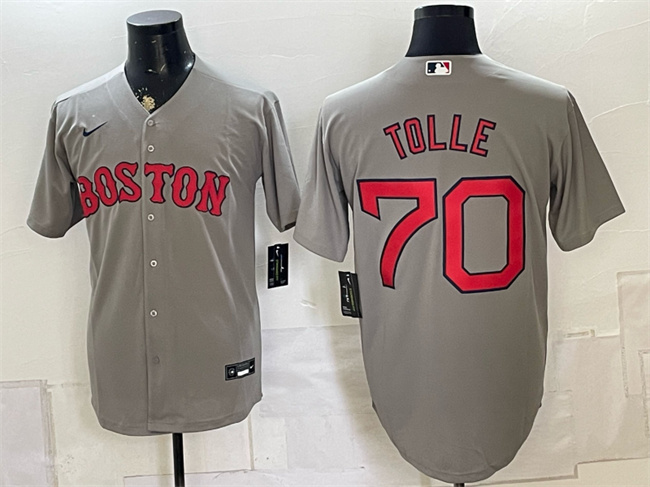 Men's Boston Red Sox #70 Payton Tolle Grey Cool Base Stitched Baseball Jersey