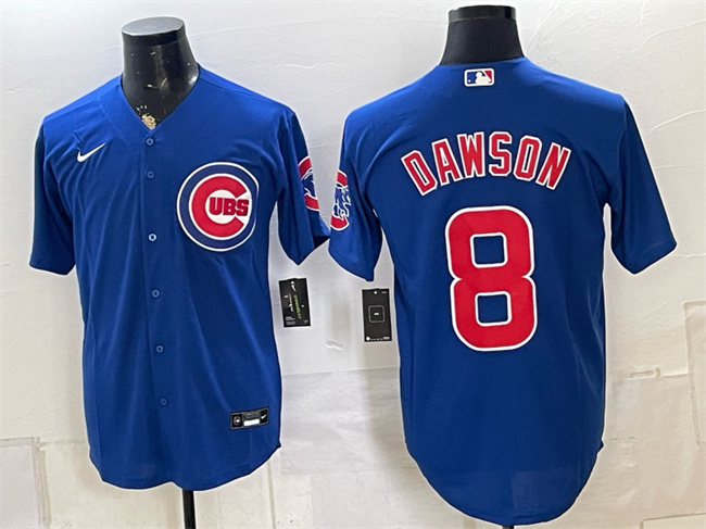 Men's Chicago Cubs #8 Andre Dawson Royal Stitched Baseball Jersey