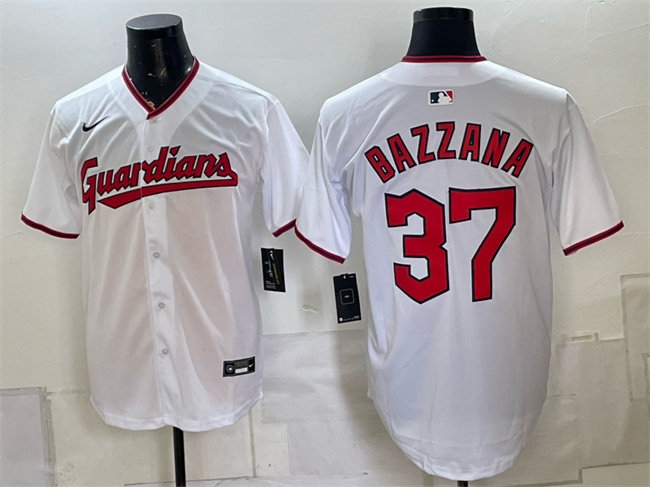 Men's Cleveland Guardians #37 Travis Bazzana White Home Stitched Baseball Jersey