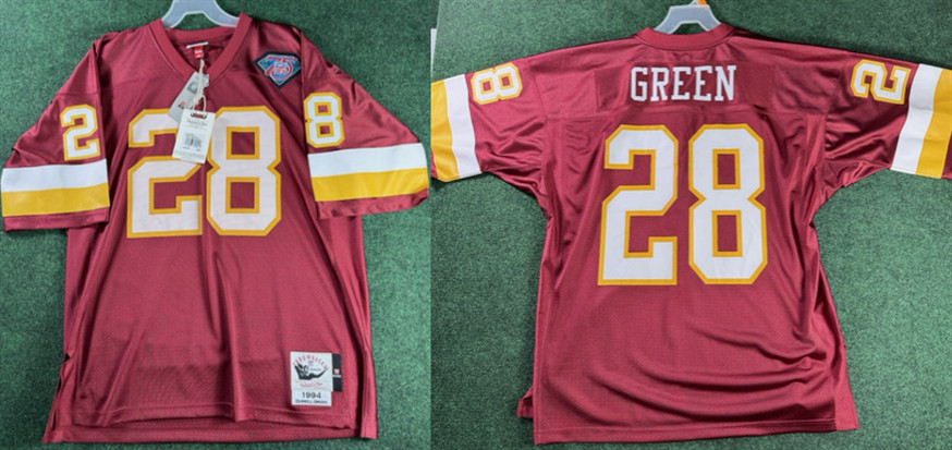 Men's Washington Commanders #28 Darrell Green Burgundy 1997 Stitched Football Jersey