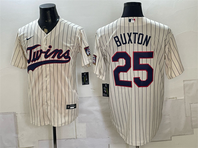 Men's Minnesota Twins #25 Byron Buxton Cream 2026 Field of Dreams Stadium Stitched Baseball Jersey