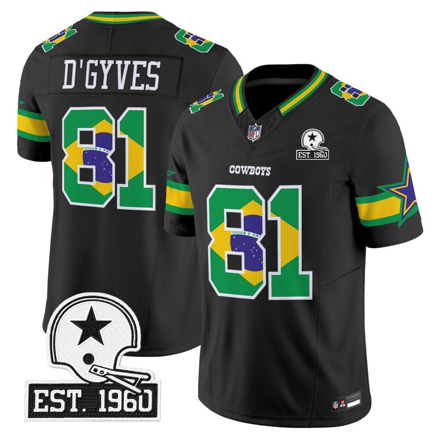 Dallas Cowboys DGYVES #81 Brazil Black Jersey - Stitched