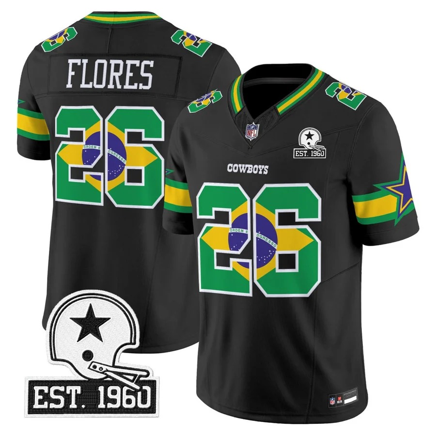 Dallas Cowboys FLORES #26 Brazil Black Jersey - Stitched