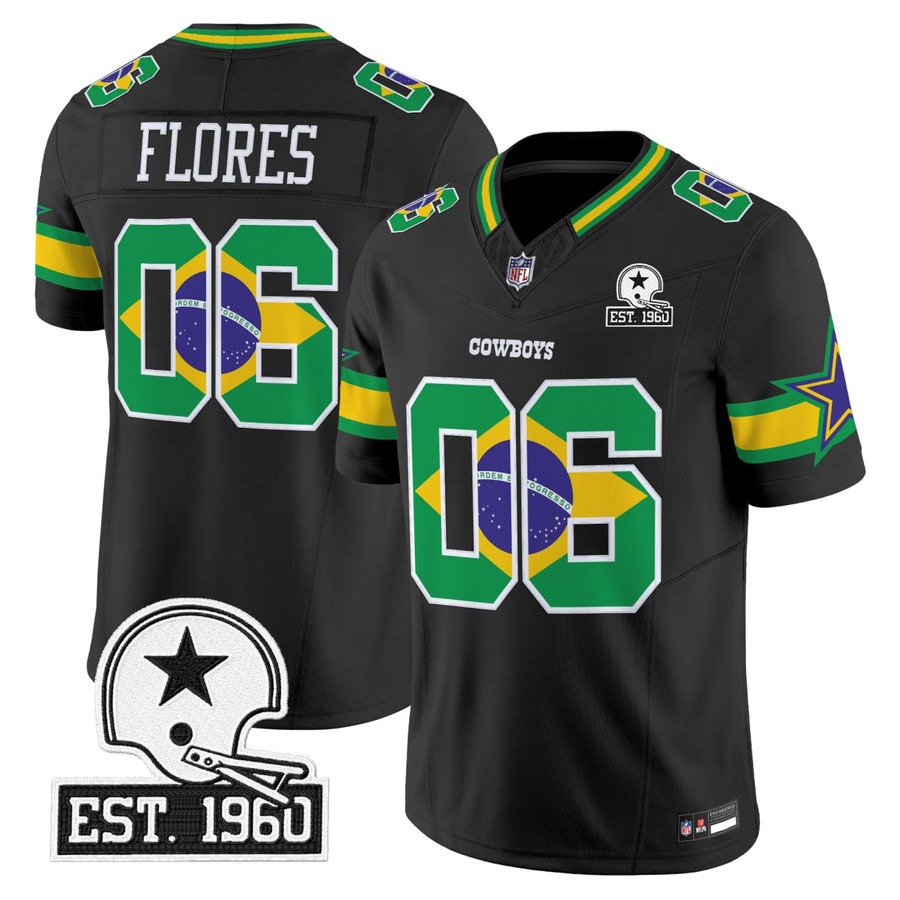 Dallas Cowboys FLORES #06 Brazil Black Jersey - Stitched