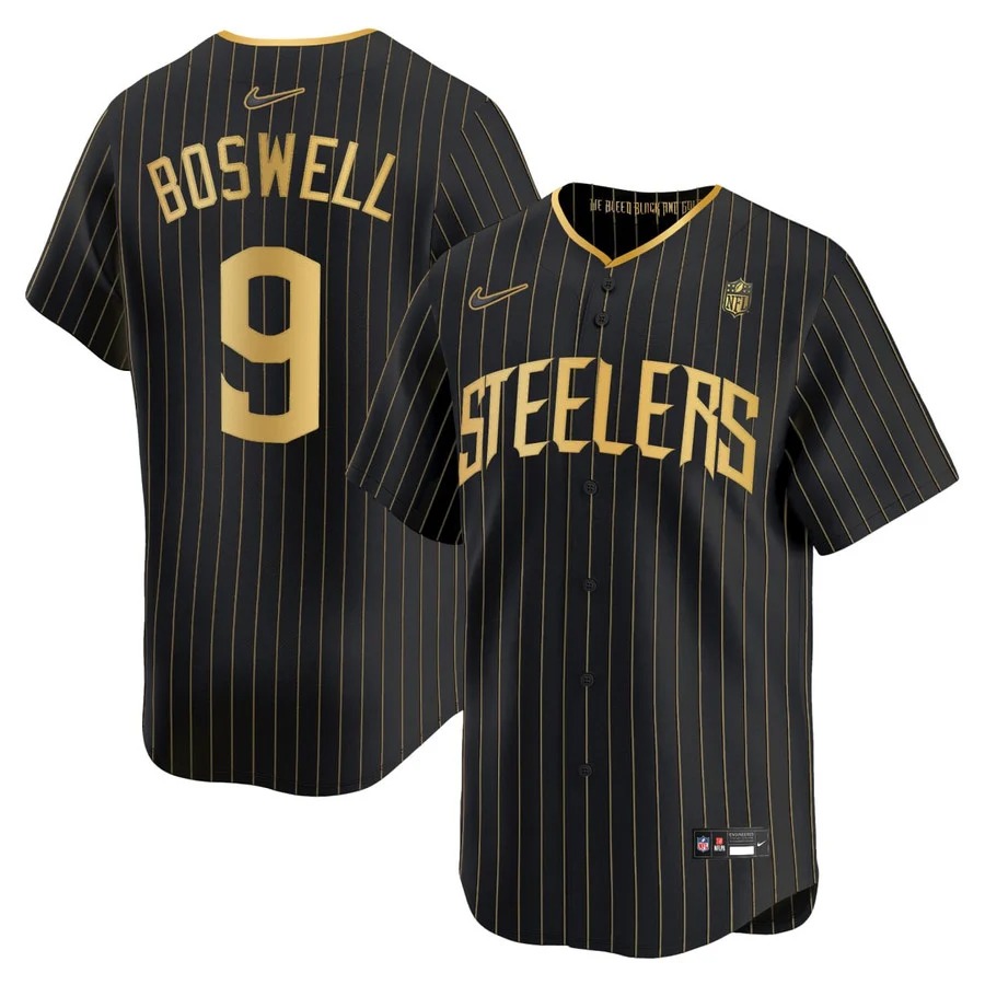 Pittsburgh Steelers #9 Chris Boswell Pinstripe Baseball Jersey - All Stitched