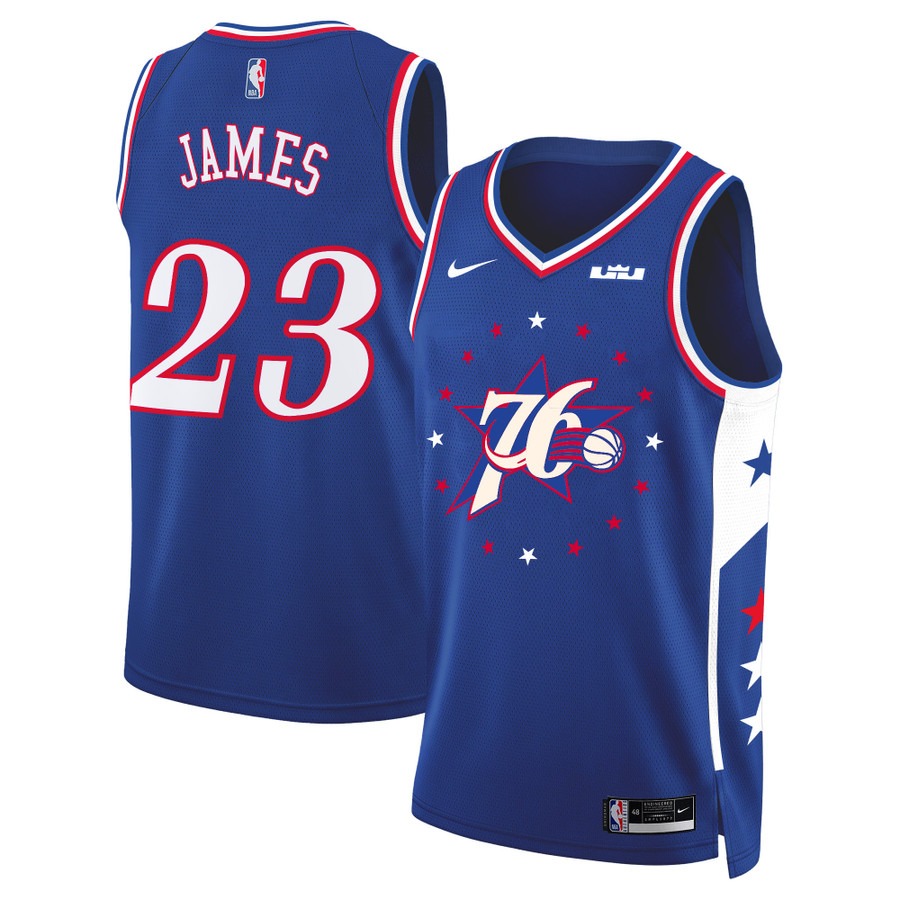 LeBron James Philadelphia 76ers Swingman Jersey Royal - All Stitched