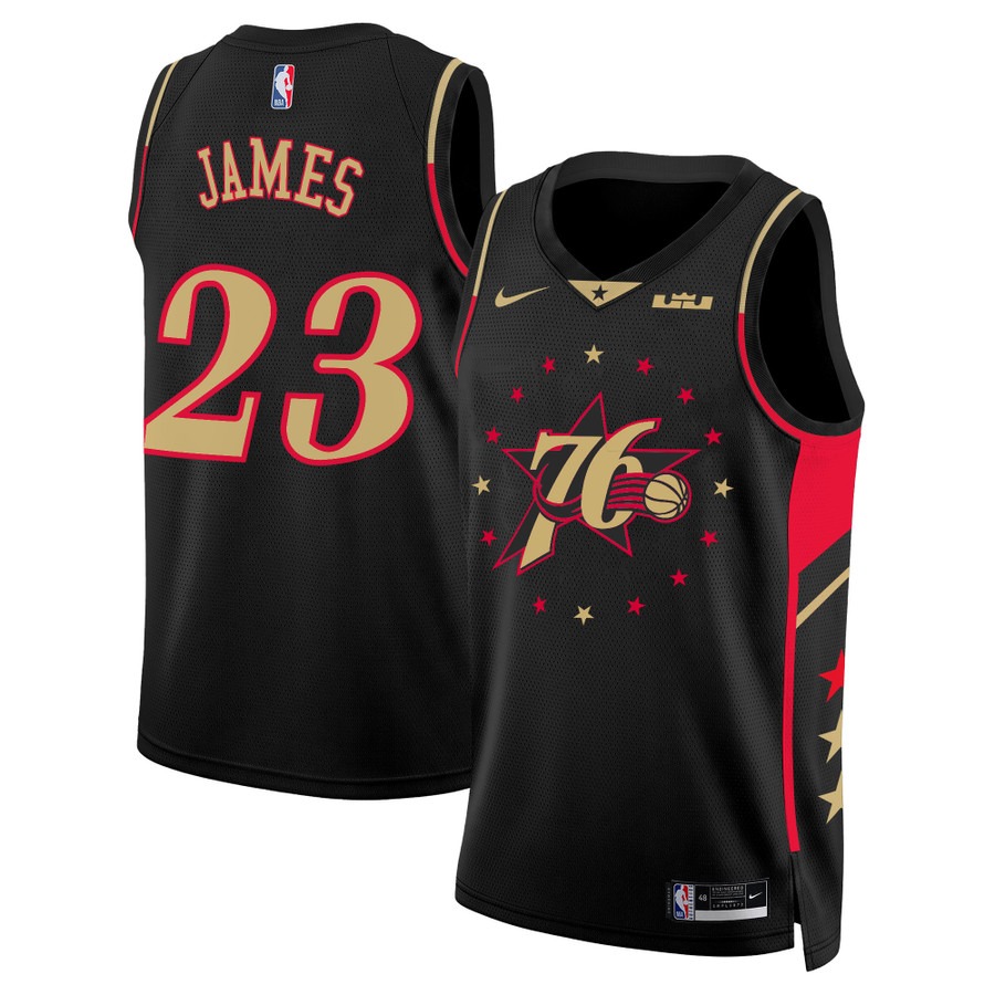 LeBron James Philadelphia 76ers Swingman Jersey Black - All Stitched