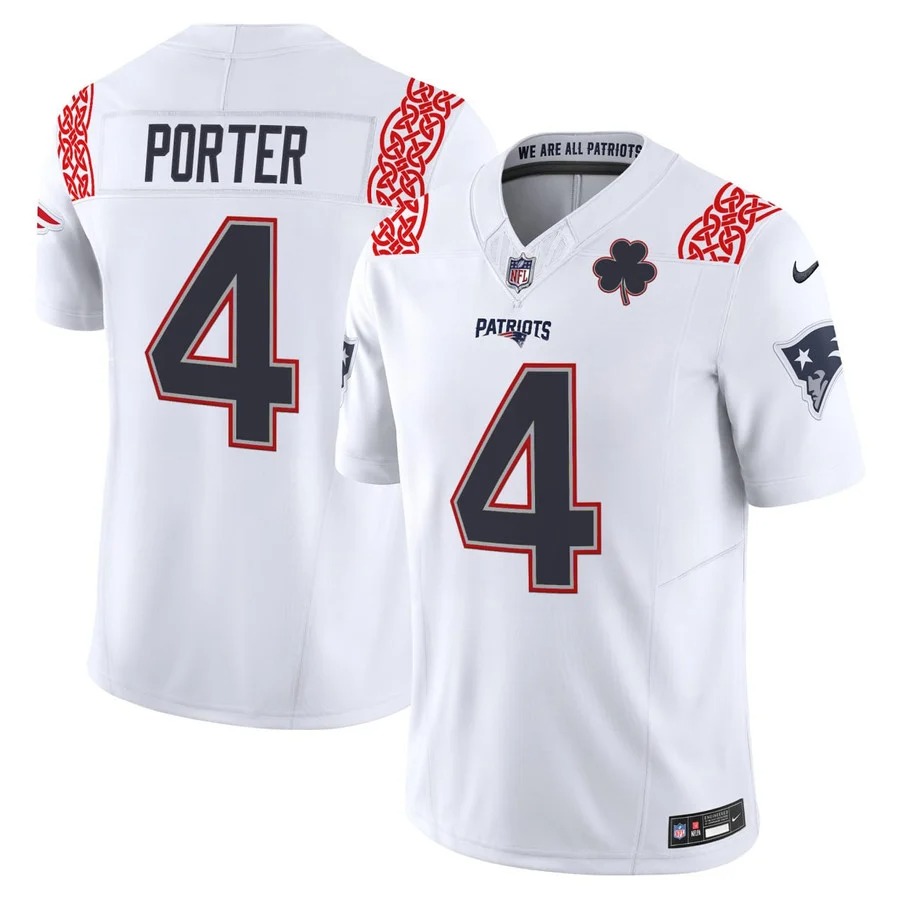 PORTER #4 New England Patriots White Jersey - All Stitched